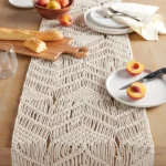 Macrame 90"x14" Machine Washable Natural 100% Cotton Table Runner - Image 3