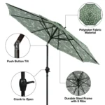 9' Monstera Palm Crank Lift and 3 Position Tilt Patio Umbrella - Image 2