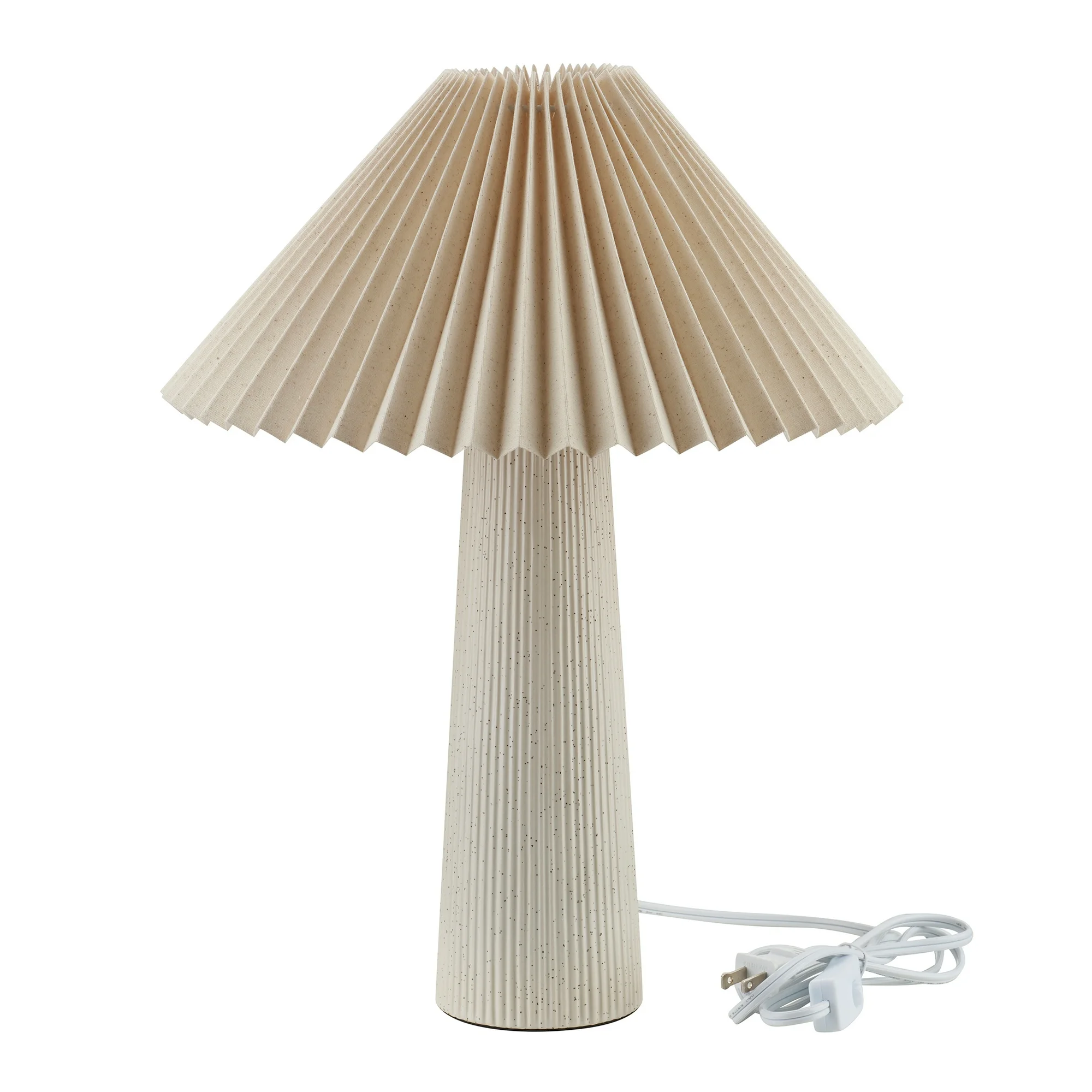 Home-Decor-Collection-18-in-Ribbed-Ceramic-Table-Lamp-with-Ivory-Pleated-Shade_7a481d80-baf5-4988-af6a-bdf2f322c0b7.8054f56fa2ffd9b3c4729895499dfd93 18"in Ribbed Ceramic Table Lamp with Ivory Pleated Shade - Image 1